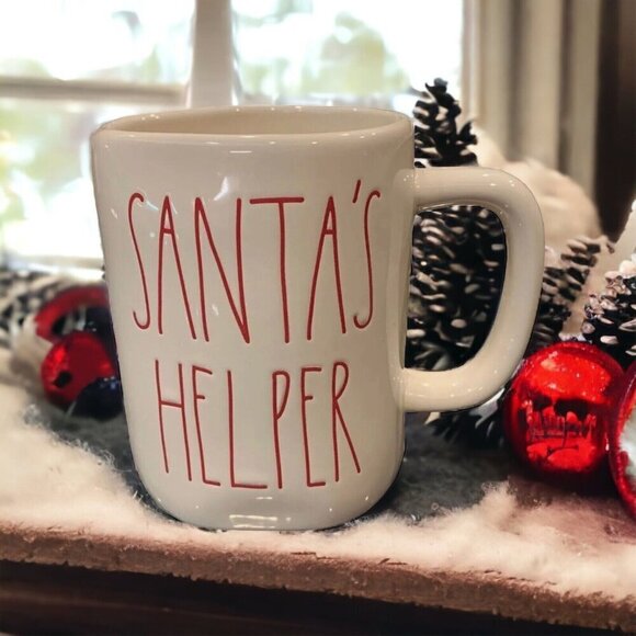 Rae Dunn Santas Helper Mug Large Coffee Cup Ceramic Magenta Christmas Gift New - Picture 2 of 8